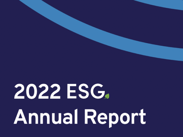Graphic with blue half circles that says "2022 ESG Annual Report".